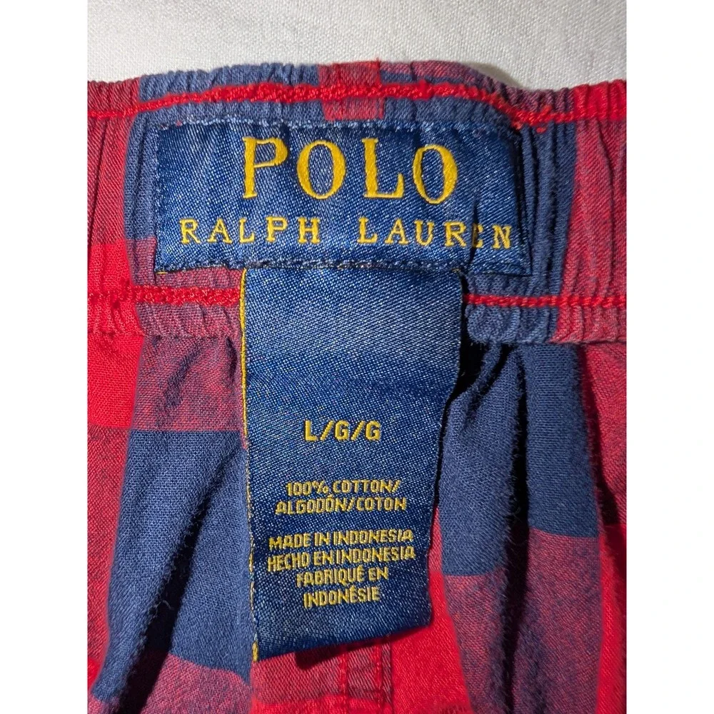 Polo Ralph Lauren Classic Red Black Buffalo Plaid Cotton Boxers Men's Large
